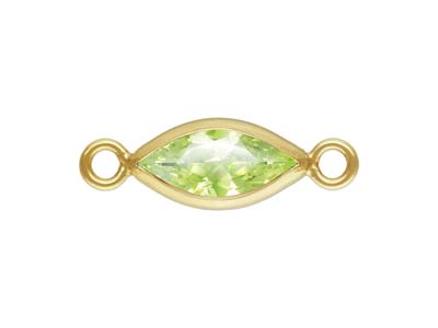 Gold Filled Cubic Zirconia Marquise Bezel Connector Lime, 3mm X 6.0mm