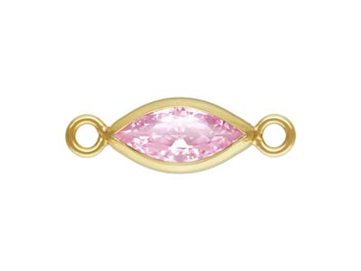 Gold Filled Cubic Zirconia Marquise Bezel Connector Pink, 3mm X 6.0mm