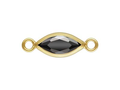 Gold Filled Cubic Zirconia Marquise Bezel Connector Black, 3mm X 6.0mm