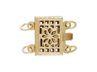 Gold Filled Rectangle Filigree     Clasp 2 Row 10mm X 7mm - Standard Image - 1