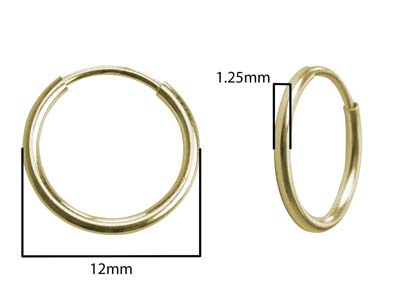 Gold Filled Endless Hoops 12mm     Pack of 2 - Standard Image - 2