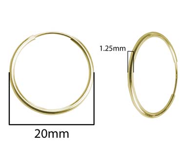 Gold Filled Endless Hoops 20mm     Pack of 2 - Standard Image - 2