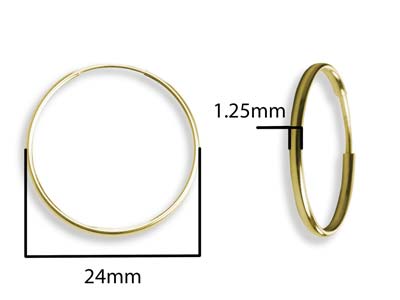 Gold Filled Endless Hoops 24mm     Pack of 2 - Standard Image - 2