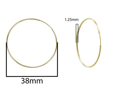 Gold Filled Endless Hoops 38mm     Pack of 2 - Standard Image - 2