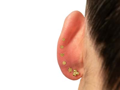 Gold Filled Plain Flower Labret    Tube 4mm - Standard Image - 5