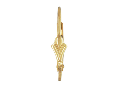 Gold Filled Continental Ear Wire   And Ring Grooved Fan Motif - Standard Image - 2