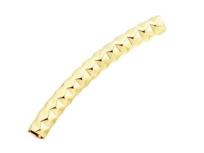 Gold Filled Round Tube Hammered    Curved Spacer 30mm Pack of 5 - Standard Image - 1