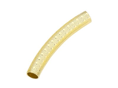 Gold Filled Round Tube Polka Dots  Curved Spacer 20mm Pack of 5 - Standard Image - 1