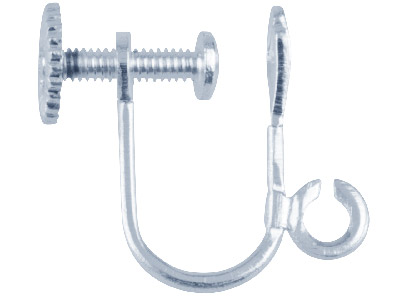 Silver Plated Fan Ear Screw With   Ring Pack of 10