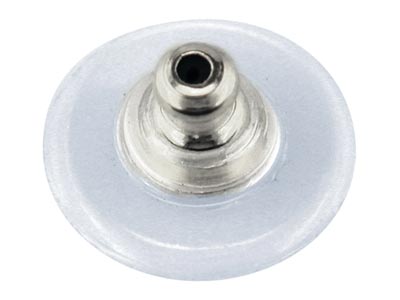 Plastic Ear Backs With Silver      Plated Metal Centre Pack of 20 - Standard Image - 4