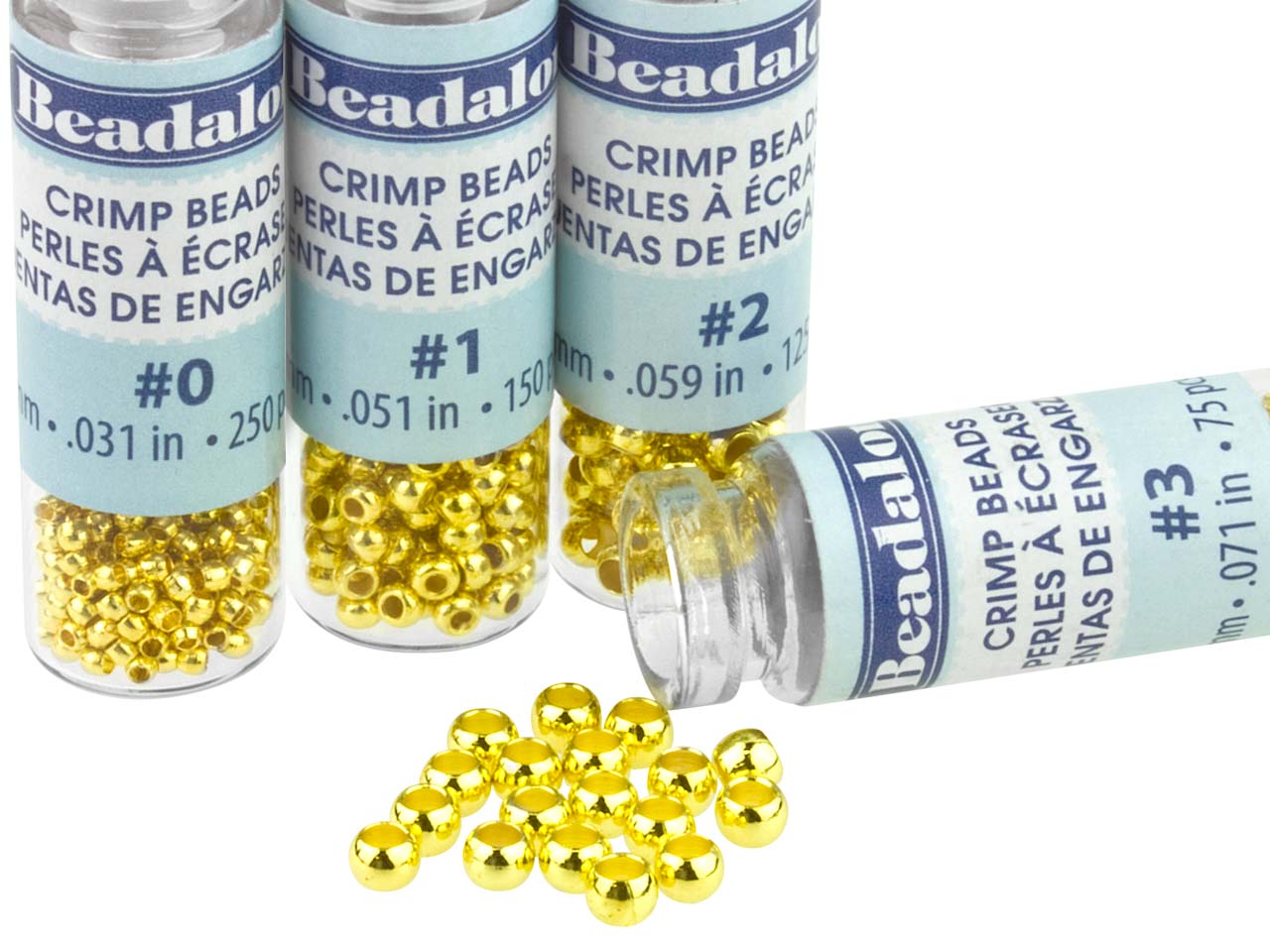 Base Metal Crimp Bead Variety Set 0-3 Gold Tone Beadalon
