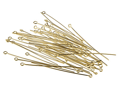 Gold Plated Eye Pins 50mm Pack of 50 - cooksongold.com