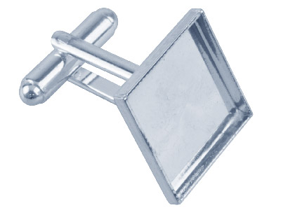 Silver Plated Cufflink 17mm Square Cup Pack of 6 - Standard Image - 1