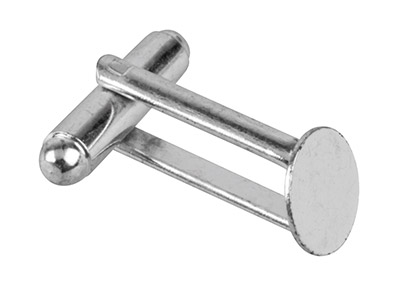 Silver Plated Cufflink With 9mm    Flat Pad Pack of 6