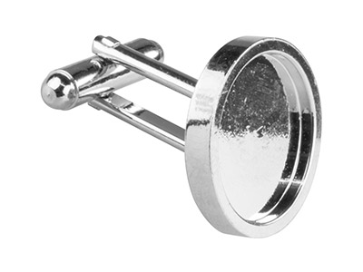 Rhodium Plated Round Heavy Weight  Cufflink 16mm Pack of 4 - Standard Image - 1