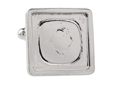 Rhodium Plated Square Heavy Weight Cuff Link 16mm Pack of 4 - Standard Image - 3