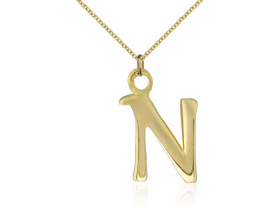 9ct Yellow Gold Letter N Initial   Charm - Standard Image - 2