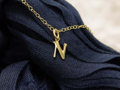 9ct Yellow Gold Letter N Initial   Charm - Standard Image - 3
