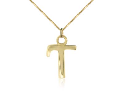 9ct Yellow Gold Letter T Initial   Charm - Standard Image - 2