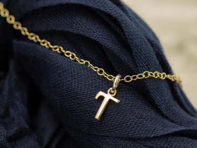 9ct Yellow Gold Letter T Initial   Charm - Standard Image - 3
