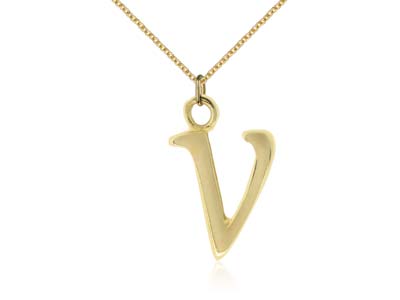 9ct Yellow Gold Letter V Initial   Charm - Standard Image - 2
