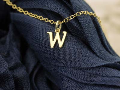 9ct Yellow Gold Letter W Initial   Charm - Standard Image - 3