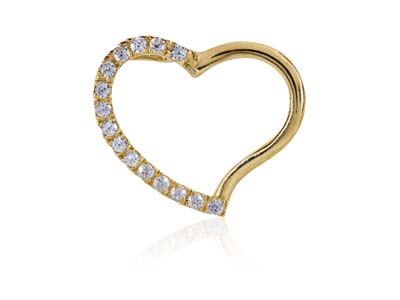 9ct Yellow Gold Heart              Cubic Zirconia Set 18x11mm, 100   Recycled Gold