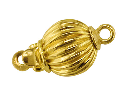 9ct Yellow Gold Corrugated Ball    Clasp 7mm - Standard Image - 1