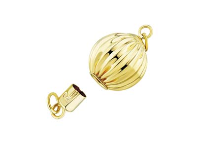 9ct Yellow Gold Corrugated Ball    Clasp 10mm With Twist Lock - Standard Image - 1