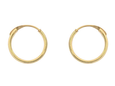 9ct Yellow Gold Creole Sleeper     Superlight 10mm Hoops, Pack of 2,  100 Recycled Gold
