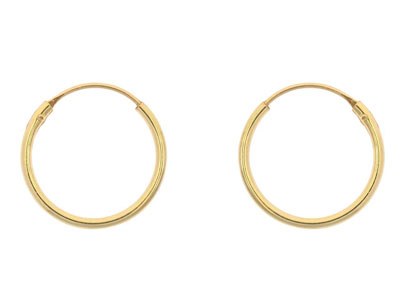 9ct Yellow Gold Creole Sleeper     Superlight 12mm Hoops, Pack of 2,  100 Recycled Gold