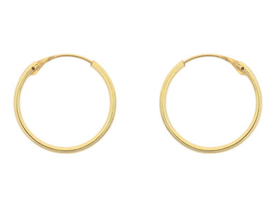 9ct Yellow Gold Creole Sleeper     Superlight 14mm Hoops, Pack of 2,  100 Recycled Gold