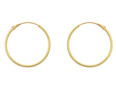 9ct Yellow Gold Creole Sleeper     Superlight 16mm Hoops, Pack of 2,  100 Recycled Gold