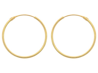 9ct Yellow Gold Creole Sleeper     Superlight 18mm Hoops, Pack of 2,  100 Recycled Gold