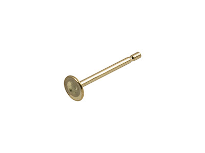 9ct Yellow Gold Peg And Flat Disc, 3mm