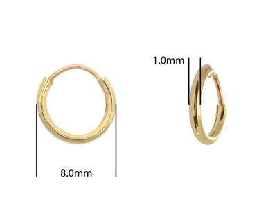 9ct Yellow Gold Endless Hoops 8mm  Pack of 2 - Standard Image - 2
