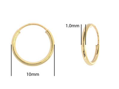 9ct Yellow Gold Endless Hoops 10mm Pack of 2 - Standard Image - 2