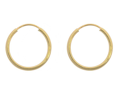9ct Yellow Gold Endless Hoops 12mm Pack of 2