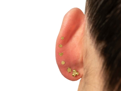 9ct Yellow Gold Circle Labret Tube 3mm - Standard Image - 5