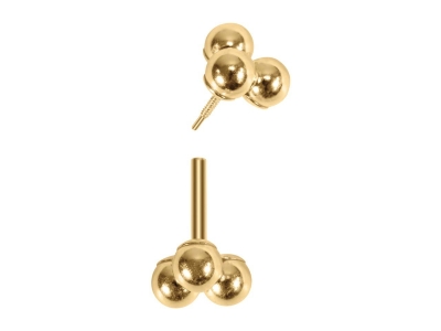 9ct Yellow Gold Trinity Ball Labret Post 3mm - Standard Image - 3