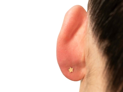 9ct Yellow Gold Star Labret Tube   4.5mm - Standard Image - 4