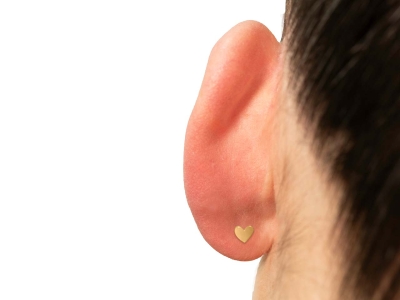 9ct Yellow Gold Heart Labret Tube  4.5mm - Standard Image - 4