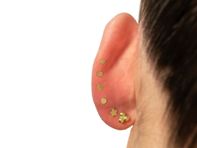 9ct Yellow Gold Heart Labret Tube  4.5mm - Standard Image - 5