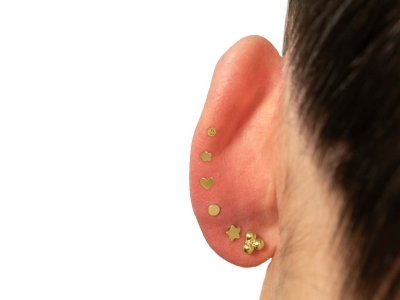 9ct Yellow Gold Plain Flower Labret Tube 3mm - Standard Image - 5