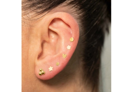 9ct Yellow Gold Smiley Face Labret Post 3mm - Standard Image - 5