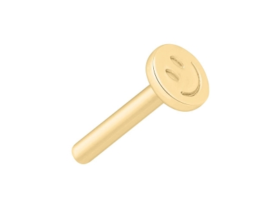 9ct Yellow Gold Smiley Face Labret Tube 3mm