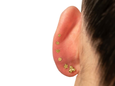 9ct Yellow Gold Smiley Face Labret Tube 3mm - Standard Image - 5