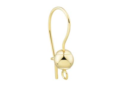 9ct Yellow Gold 5mm Ball Hook Wire With Snapback Fitting - Standard Image - 2