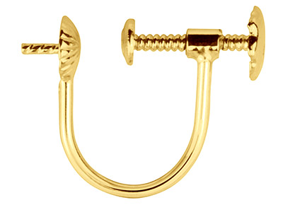 9ct Yellow Gold Ear Screw Cup And  Peg, 4mm Cup, Round Wire,          Unplannished Shank