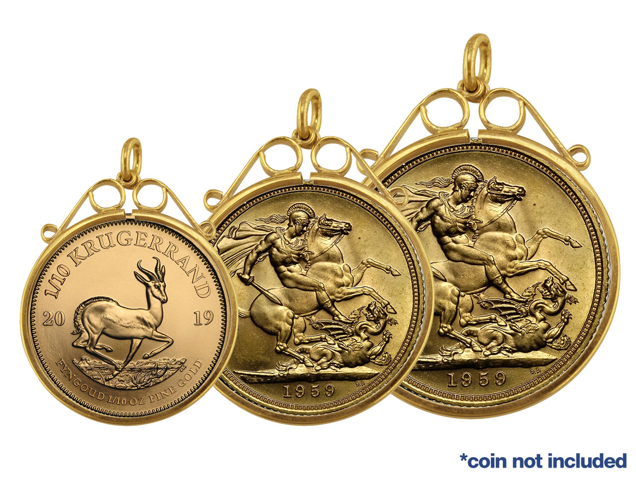 9ct YELLOW GOLD PENDANT COIN MOUNT 1//10 KRUGERRAND